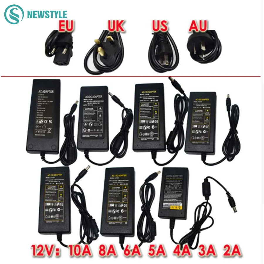 

Led Driver AC100-220V to DC12V 24V Power Supply Adapter with EU/AU/UK/US Plug for 5630 5050 Led Strip Light