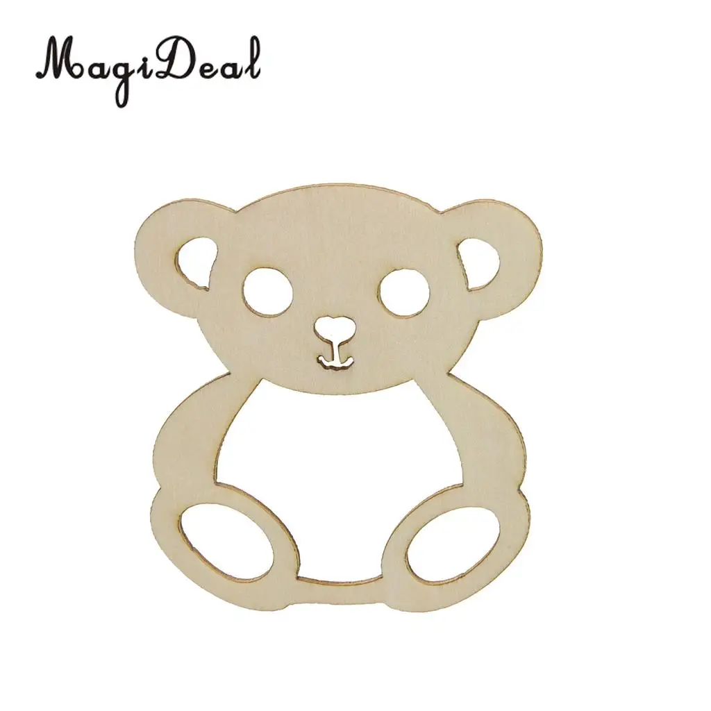 10pcs Vintage Bear Wooden Pieces Wedding Baby Shower Gift Tags Scrapbooking Embellishments DIY Craft