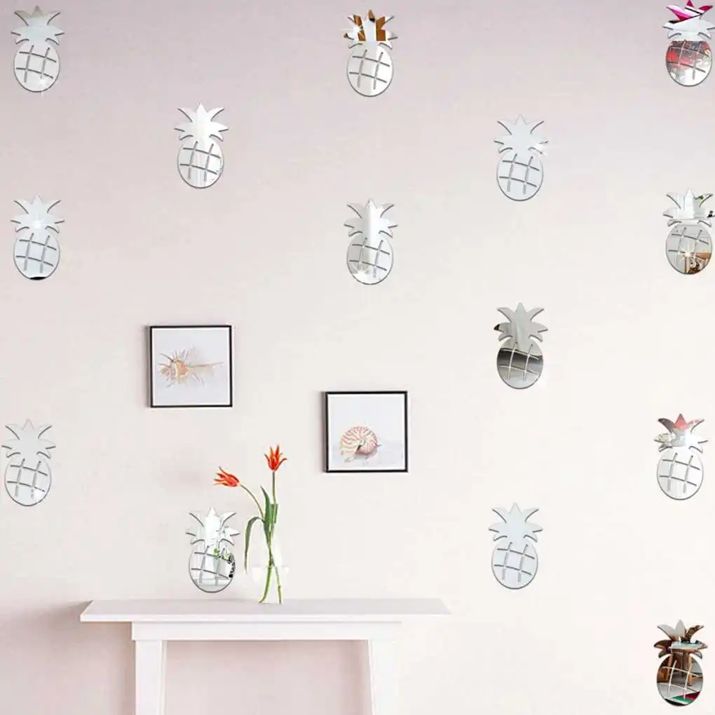 3d Pineapple Fruits Mirror Wall Stickers Diy Decoration For