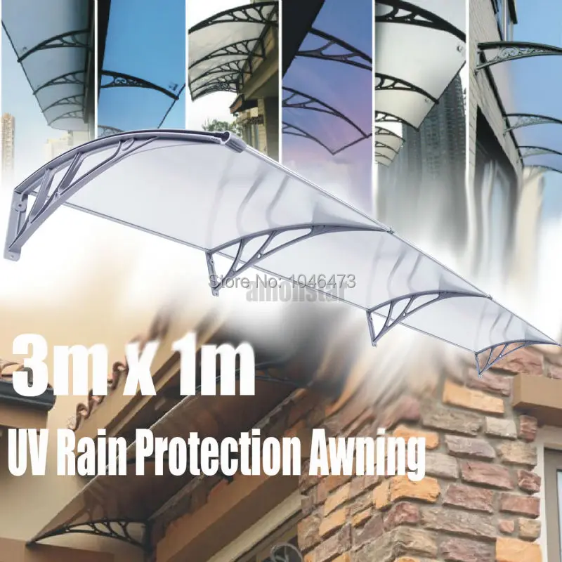 

(Ship from USA) 2PCS Ridgeyard 1x3m DIY Door Window Awning Sun Shield Patio Cover Sunshade polycarbonate awning