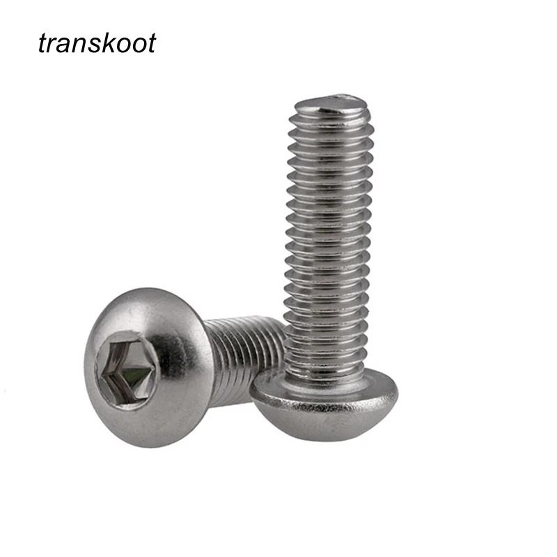 

50Pcs M2 M2.5 M3 M4 ISO7380 Stainless Steel 304 Round Head Screws Mushroom Hexagon HEX Socket Button Head Screw Bolt