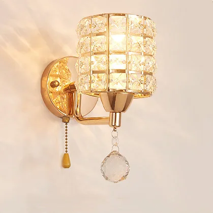 

YOOK 2018 LED Crystal Wall Lamp Single Head Bedroom for Living Room Wrought Iron Wall Lamp E27 V110 V220