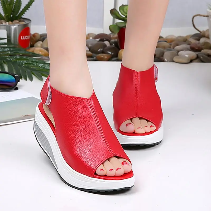 Women sandals 2019 new fashion convenient shoes woman fish mouth platform ladies sandals hook&loop summer women shoes