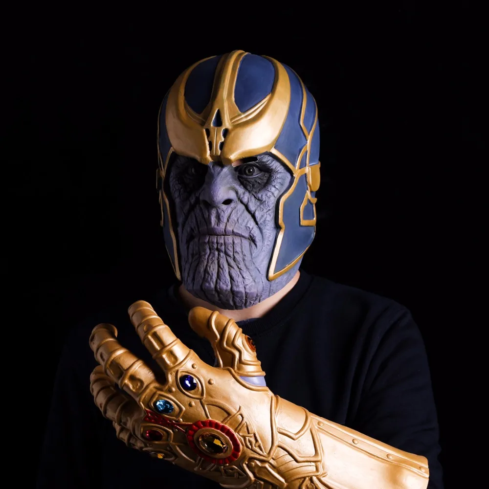 

Avengers Infinity War Cosplay Costumes Thanos Latex Mask Infinite gloves Infinity Gauntlet Halloween Masks For Adlut