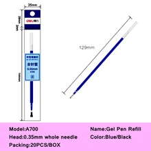 20 шт./лот для кулинарно-деликатесной продукции A700 0,35 мм гелевая ручка повторная заливка 129 мм длина всего иглы цвет: черный, синий 2 цвета по желанию заменитель для ручки с гелевыми чернилами