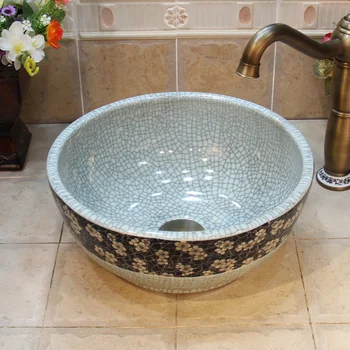 

China Artistic Handmade Ceramic Bathroom Sinks Counter top table top basin bathroom sink small size 35cm