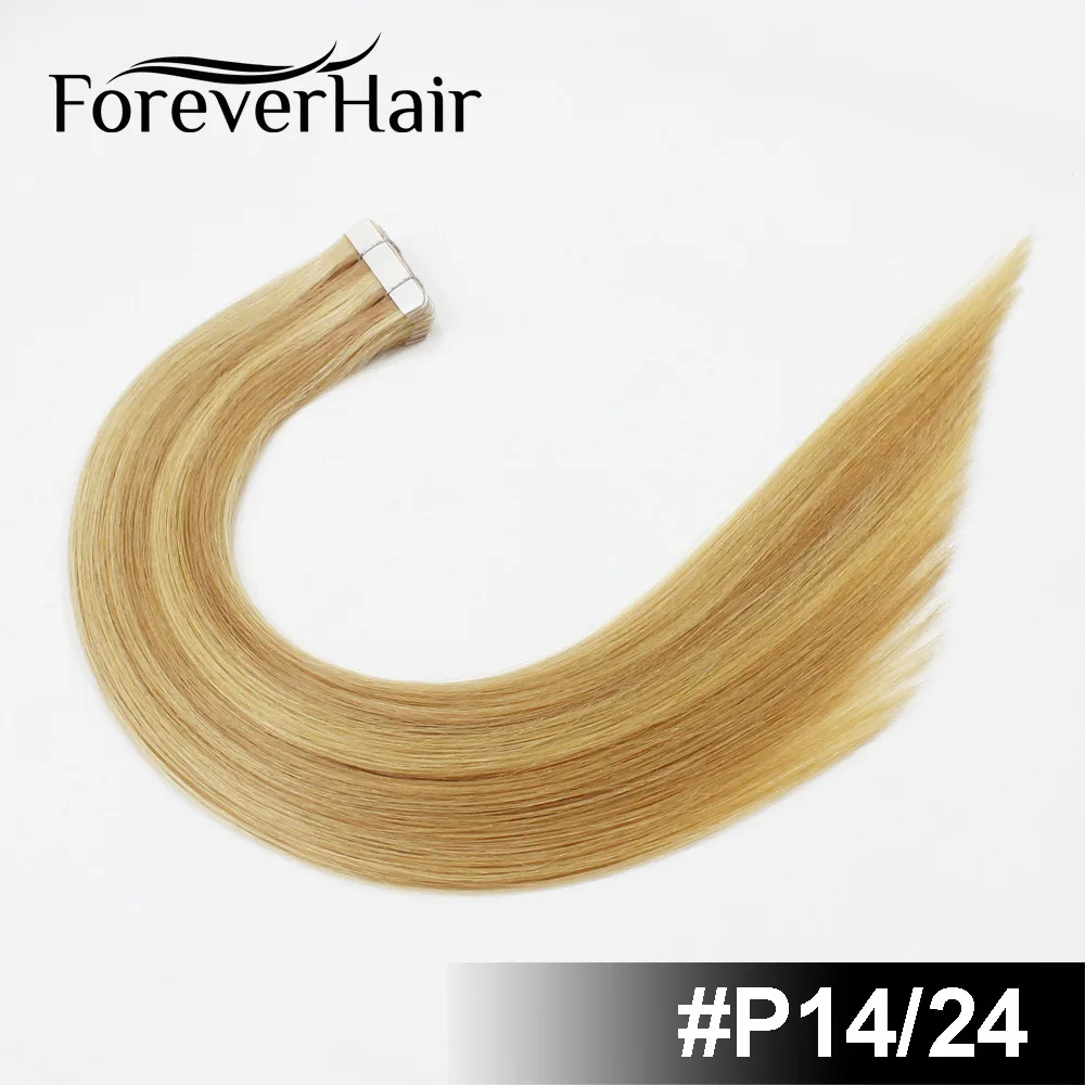 FOREVER HAIR 2,0 г/шт. 1" Remy лента для наращивания человеческих волос Omber цвет#4T27 20 шт пучок натуральных волос для красоты белых женщин - Цвет: P14/24