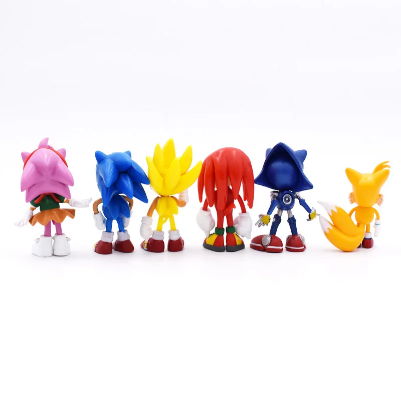 6 шт./компл. 7 см Sonic Цифры игрушки ПВХ Соник Тень хвосты символов рисунок для детей
