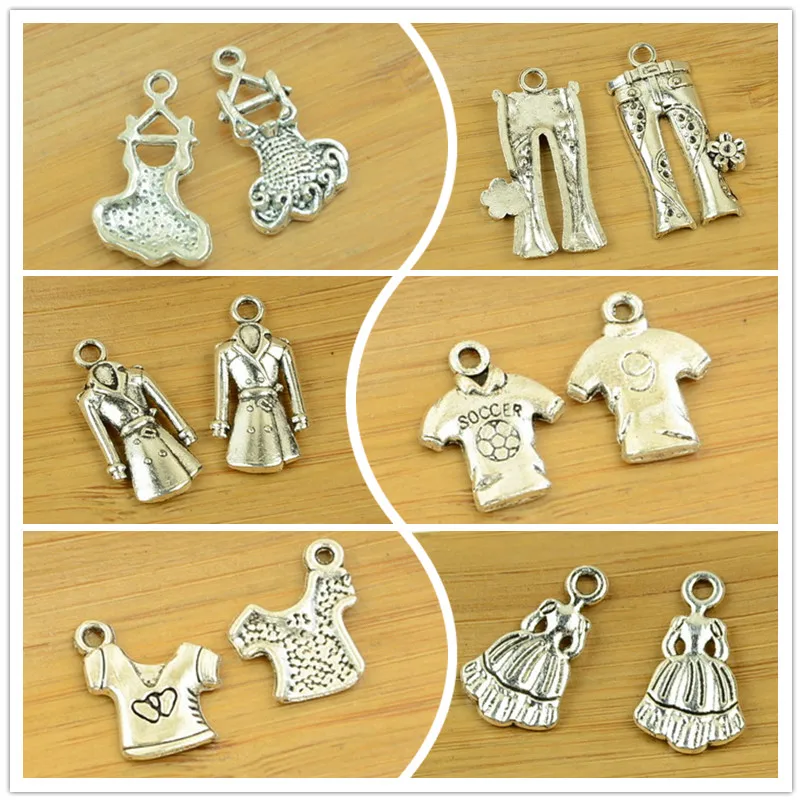 DIY Подвеска из сплава юбка/пальто/джемпер/брюки/джинсы/футболка в форме античного