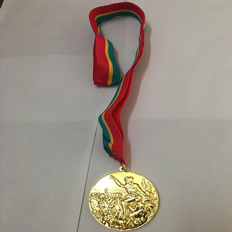 1 шт. золотые медали для спорта, призы, различные годы, позолоченная эмблема с лентами, медаль