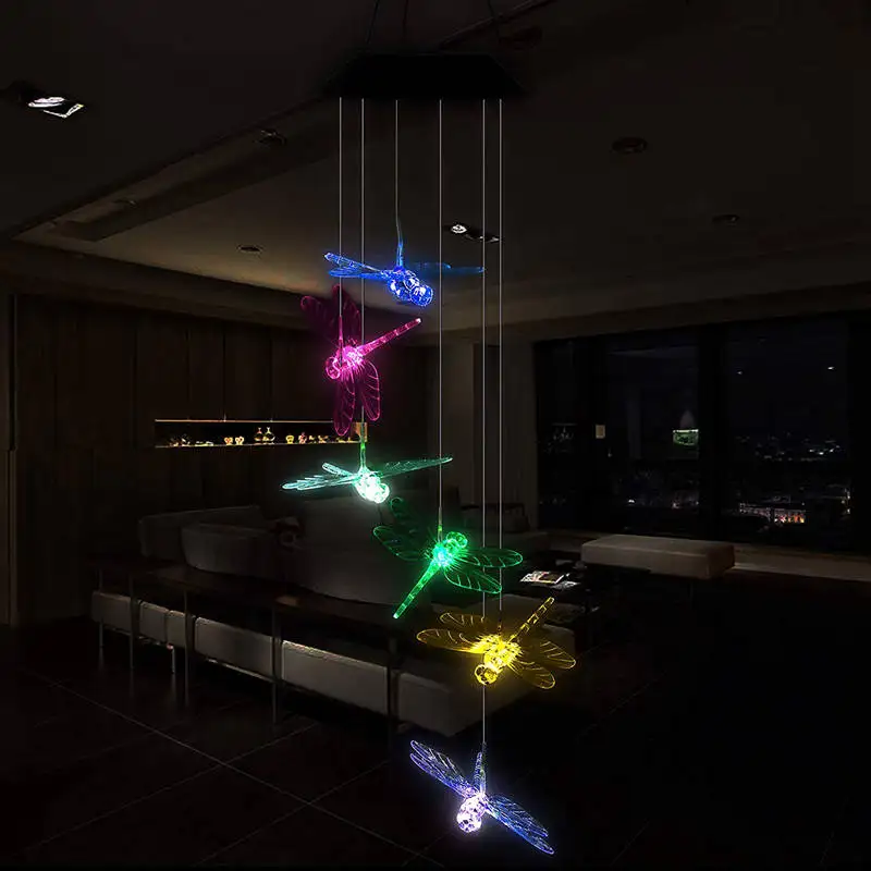 Color Changing Dragonfly Solar Wind Chime Light 5
