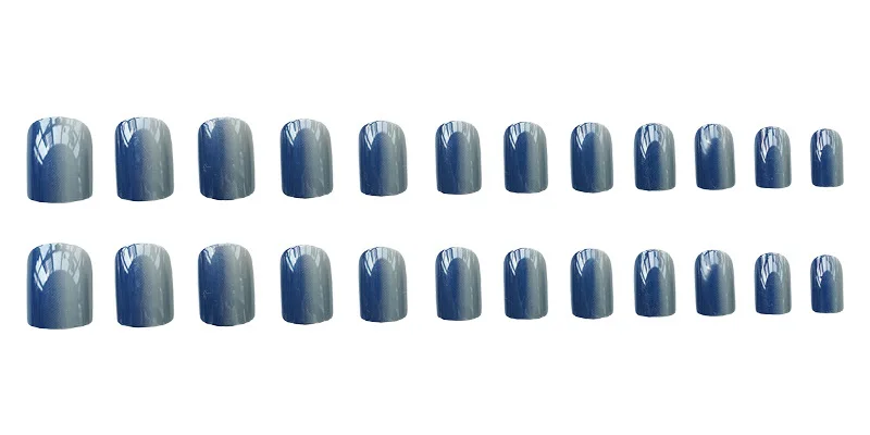 24 шт градиентные цвета Готовые накладные ногти квадратные короткие накладные ногти полное покрытие синие и серые искусственные ногти с клеем наклейки