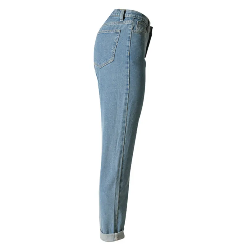 LOGAMI Высокая талия Джинсы бойфренда для женщин прямые джинсы Femme женские джинсовые брюки