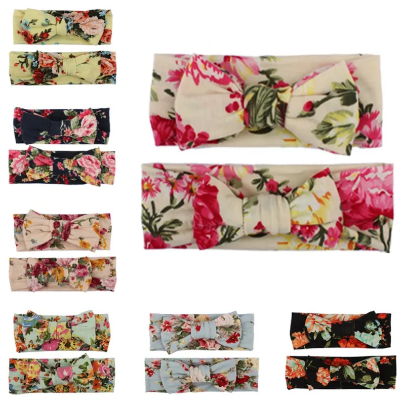 

2019 Baby Girls Headwear Head Wraps Floral Printing Turban Woman's Headband Infants Newborn Cotton Hair Accessories