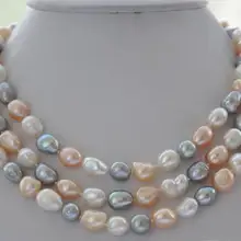 Длинные 120 см натуральный белый розовый серый искусственный жемчуг в стиле барокко Колье, свадебные украшения