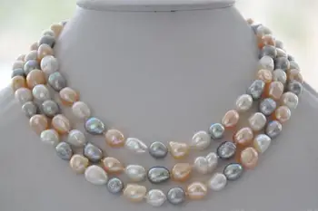

wholesale LONG 120CM Natural white pink gray baroque freshwater pearl necklace Bridal Jewelry