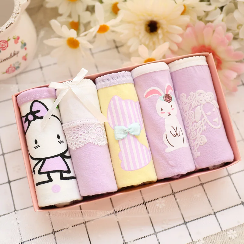 

5pcs/lot Young Girls briefs Cotton Lace underpants for girls Teenagers Short panties lovely underwear calcinha christmas gift