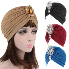 Мусульманский однотонная шапка женская Эластичный Тюрбан головной убор повязка-баф колпак для головы шапочка при химиотерапии женские аксессуары для волос