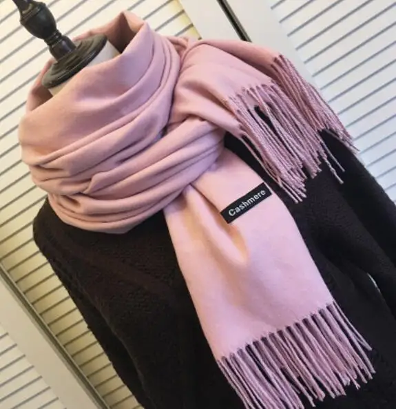 baby pink Кашемировый женский тёплый шарф-шаль, женский платок из пашмины, шерстяной шарф, длинный зимний шарф для женщин - Цвет: baby pink