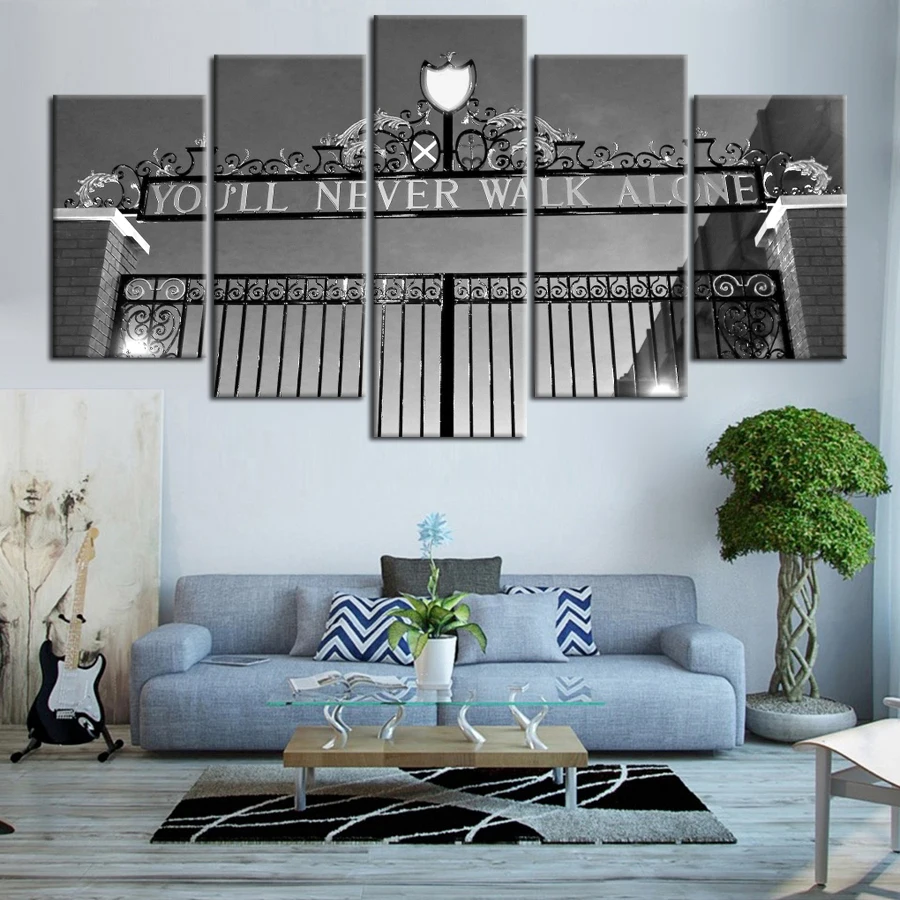 

Pictures Frame Poster Wall Art 5 Pieces/Pcs You Will Never Walk Alone Football Canvas Painting Children'S Room Decor HD Print
