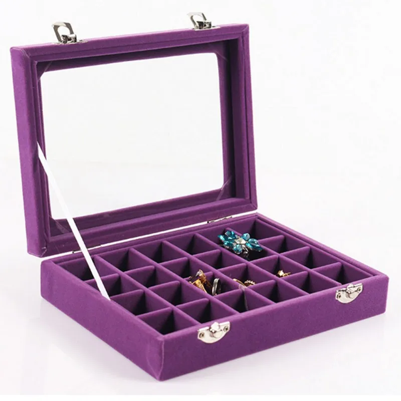 1Pcs-2412-Grids-Velvet-Jewelry-Box-Rings-Earrings-Necklaces-Makeup-Holder-Case-Organizer-Women-Jewelery-Storage-HG0485 (3)