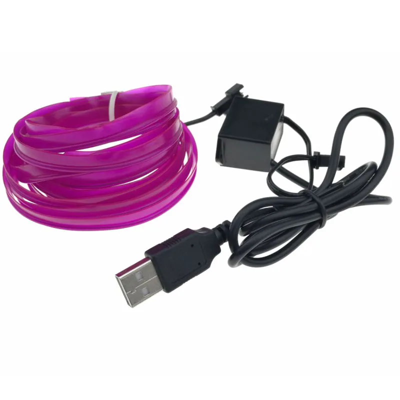 

3M 9FT 8mm Sewing Edge Neon Light Dance Party Car Decor Light Neon Flexible EL Edge Wire Rope Tube LED Strip With 5V USB Plug