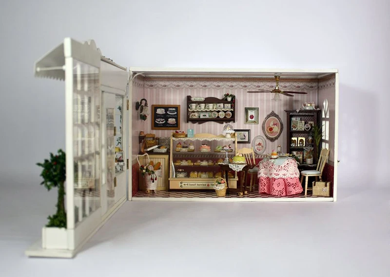 DIY модель миниатюрный деревянный кукольный домик мебель прекрасный торт магазин diy миниатюрная комната подарок на день рождения игрушки