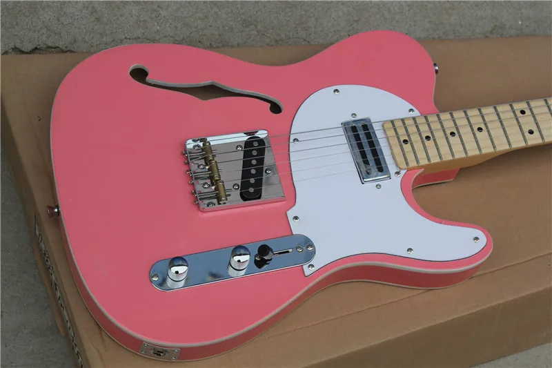 

Free Shipping Factory Custom new High Quality TL Maple fingerboard Pink Electric Guitar Te lecaster real photo showing 16 131