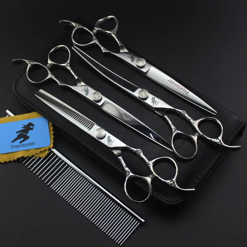 

Freelander 7.0 Inch Professional Pet Shear Dog Grooming Scissors Set - Straight/Thinning/Up-Curved/Down-Curved/Shears