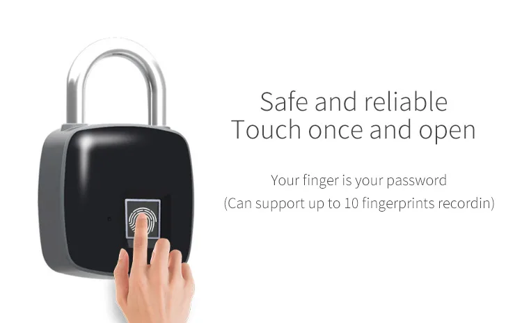 Smart Fingerprint Padlock Safe USB Charging Rechargeable Waterproof Home Factory Office Protable Door Lock (2)