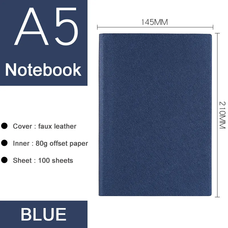 Винтажный кожаный блокнот, подарок А5, твердая обложка, Filofax Journal, блокнот-планировщик, дневник, ретро органайзер, стационарный набор - Цвет: blue - A