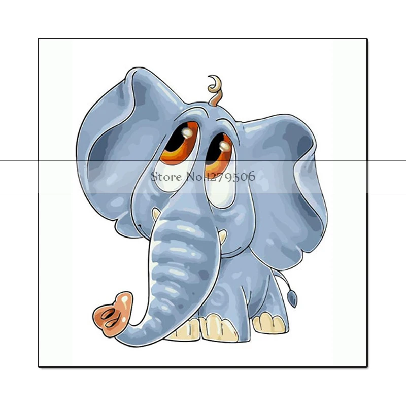 

Hand Painted Acrylic Canvas Oil Paintings Colorful elephant Funny Modern Abstract Animal Wall Art for Kid's Room home Decoration
