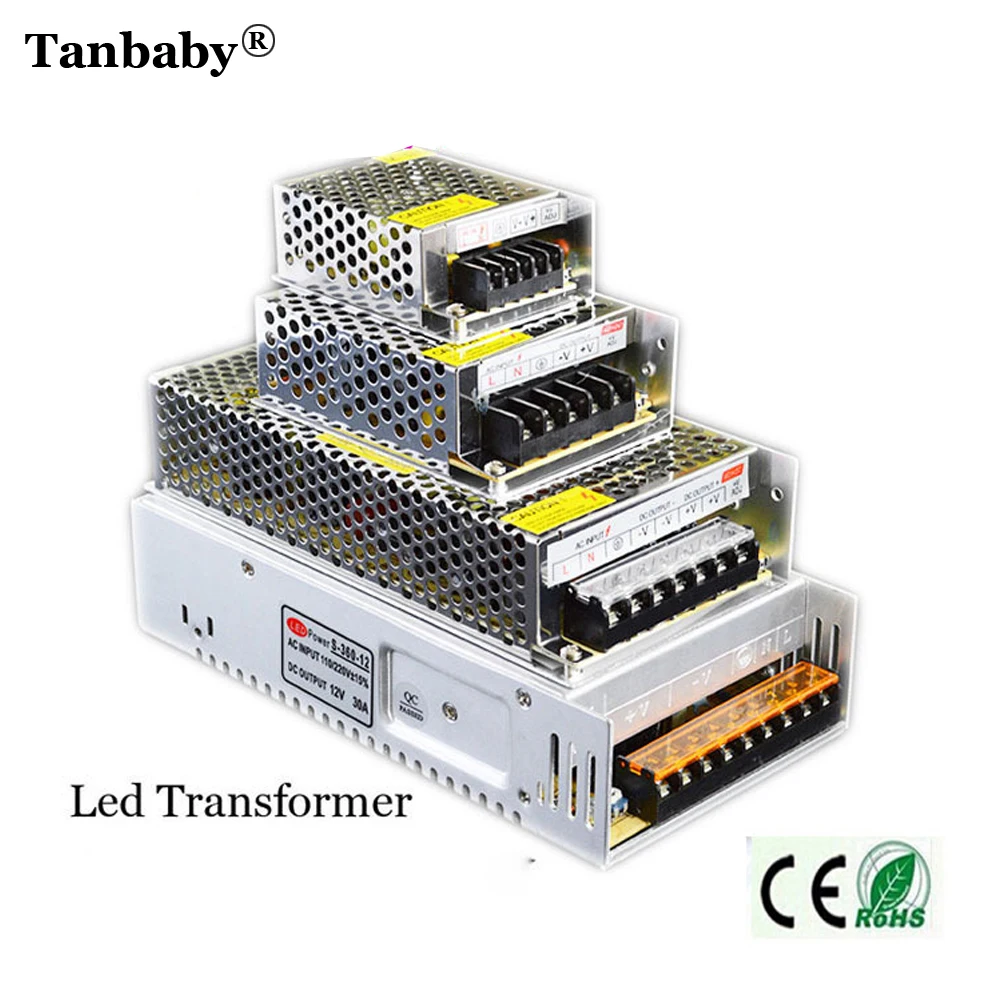Tanbaby AC 110 В 220 к DC 12V5A 8.5A 10A 15A 20A 30A трансформатор питания для 5050 5730 7020 Светодиодная