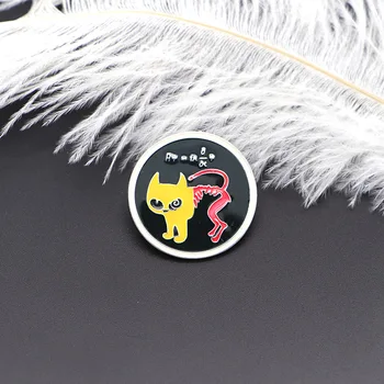 

20pcs/lot Formulas Brooches Schrodinger's Cat Enamel Pin for Kids Lapel Pin Hat Bag Pins Denim Jacket Women Brooch Badge SC4730
