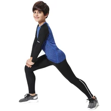Детский комплект термобелья для бега, зимняя одежда для бега, быстросохнущая одежда, компрессионные колготки, спортивный костюм для мальчиков