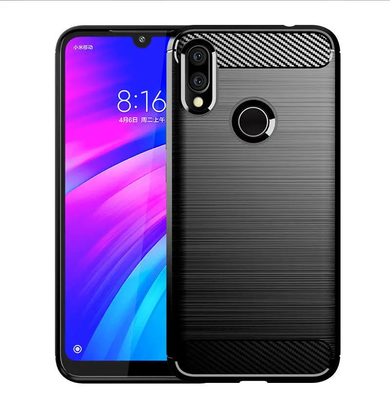Чехол для Xiaomi Redmi 7 из матового углеродного волокна мягкий силиконовый чехол # |
