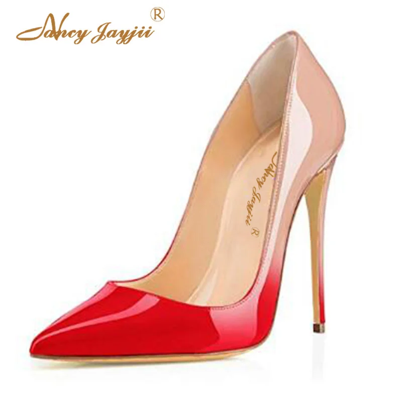 

Sexy Stilettos Nude Thin High Heels Pointy Toe Pumps Gradient Elegant Women 12cm 10cm Party Ladies Shoes Size 44 45 NANCYJAYJII