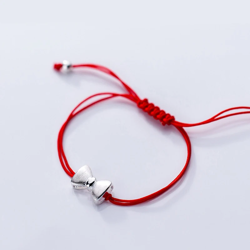 

La MaxZa 925 Sterling Silver Fashion Classic Bow Knot Red Rope Bracelets Red Thread Line String Jewelry Bracelets For Women
