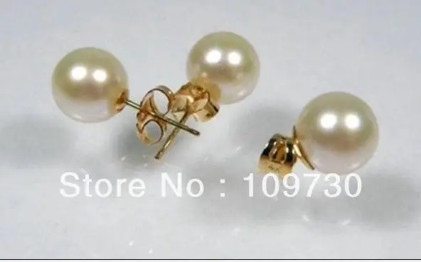 

Jewelry 00368 HUGE 9-10mm AAA+++ WHITE PERFECT ROUND SOUTH SEA PEARL SET EARRING&PENDANT 14K
