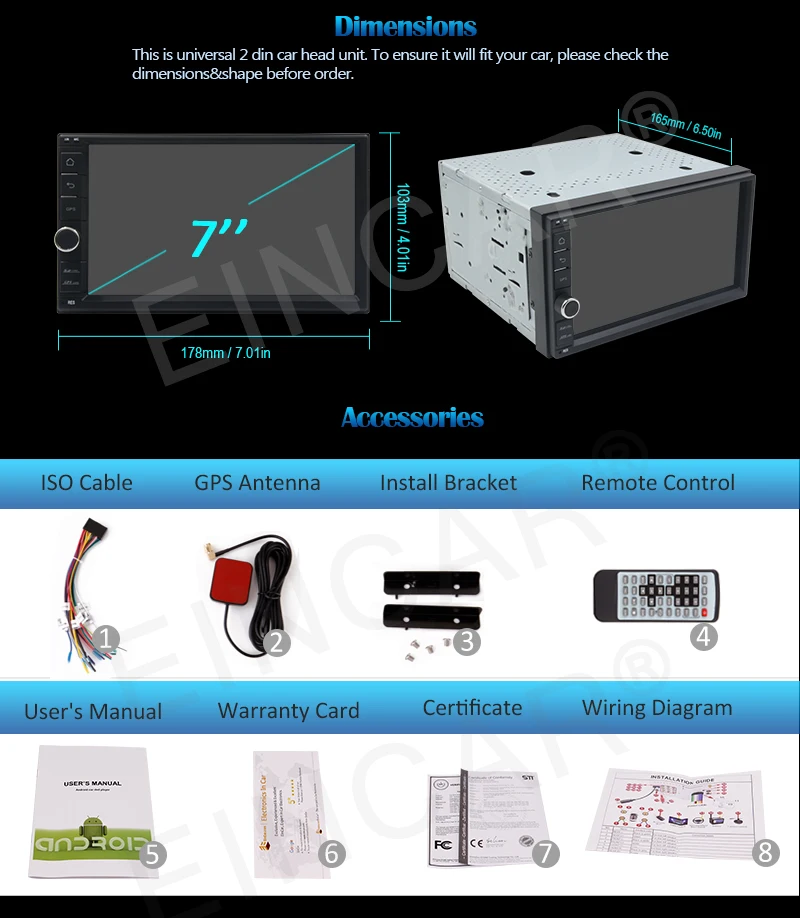 Top Android 6.0 Car Stereo Double 2 Din GPS Navigation Car Deck Radio In Dash Head unit Support Bluetooth/WiFi/OBD2/Mirrorlink/SWC 10 Top Android 6.0 Car Stereo Double 2 Din GPS Navigation Car Deck Radio In Dash Head unit Support Bluetooth/WiFi/OBD2/Mirrorlink/SWC 10