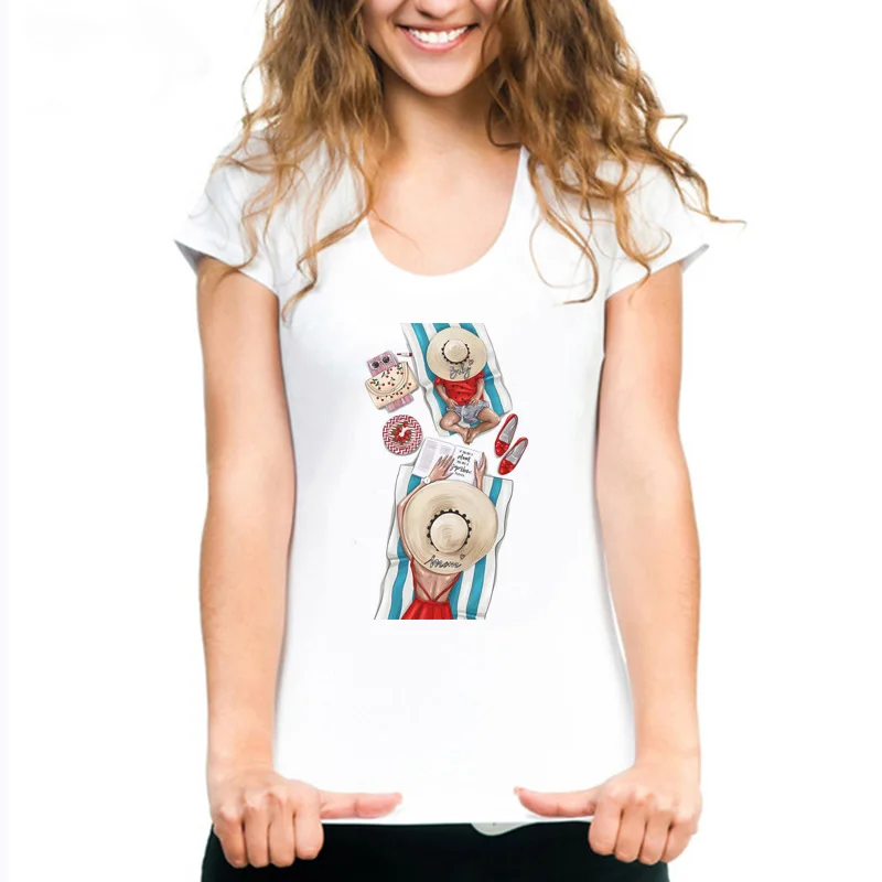 

WVIOCE Super Mama T-shirts for Women Mother's Love Print White T-shirt Tee Shirt Casual Female Cotton T Shirts Tops