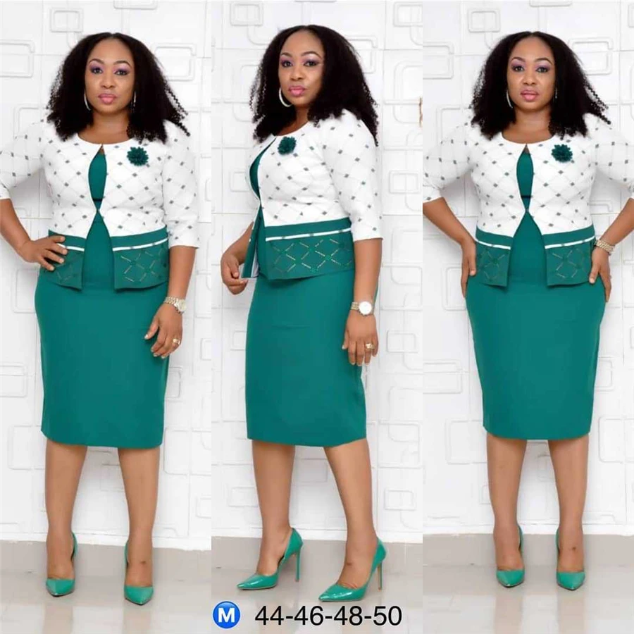 BAIBAZIN African Dresses for Woman Dress Print Jacket Dress Suit Female