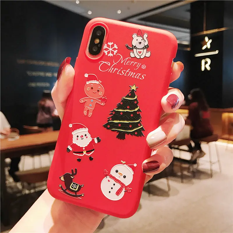 KISSCASE-Christmas-Phone-Case-For-iPhone-XR-XS-7-8-Lovely-Cartoon-Santa-Claus-Elk-Soft(6)