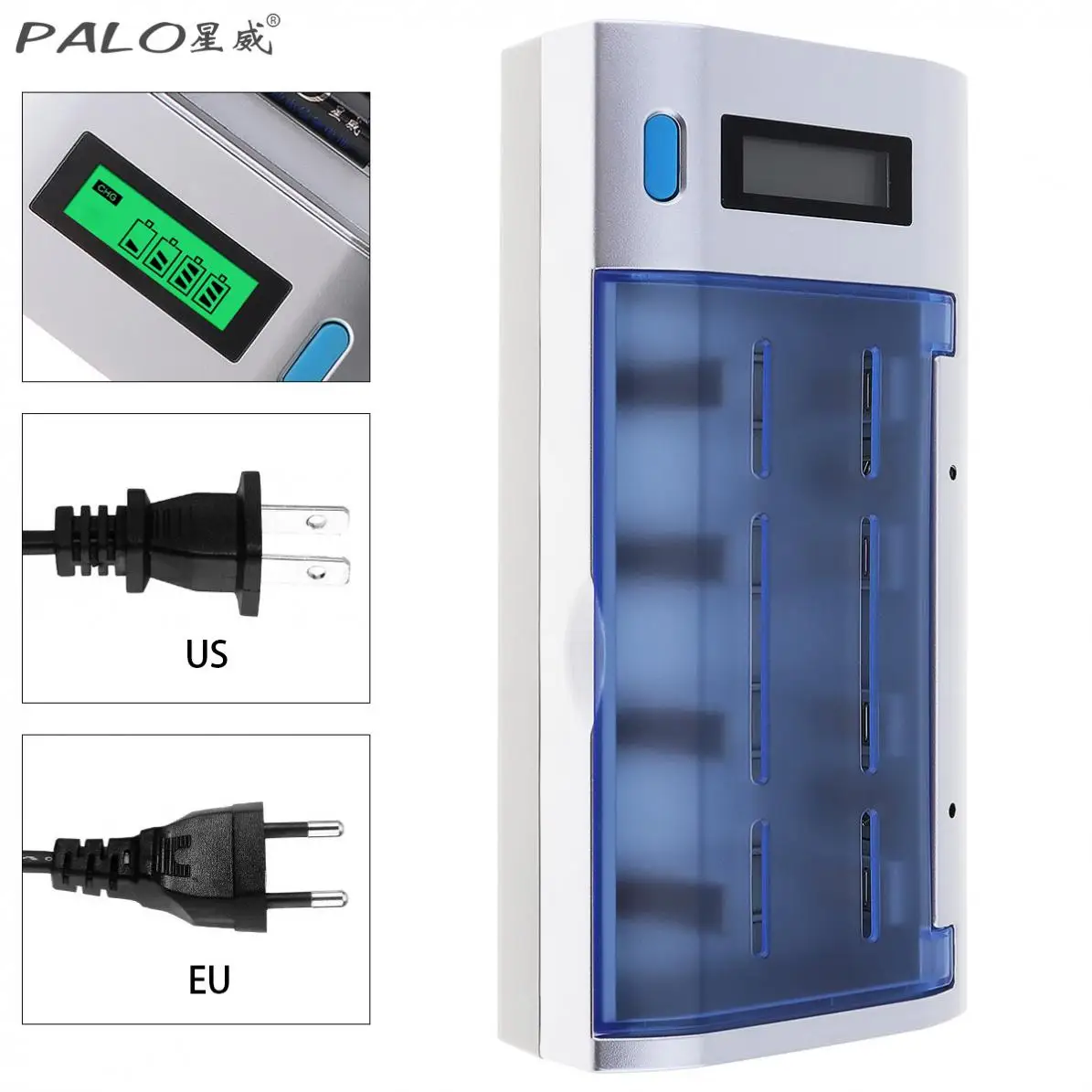 Meilleur PALO 4 Slots Rechargeable Batterie Chargeur avec Protection Contre La Surchauffe pour Ni MH NI CD AA AAA SC 9 v Batteries