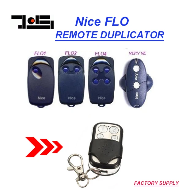 

2pcs NICE FLO1 FLO2 FLO 4 4channel 433.92MHZ replacement remote control duplicator fixed code