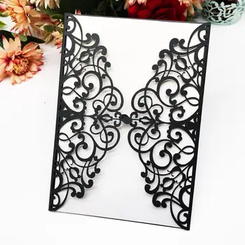 

40pcs/lot Hollow Out Wedding Invitations Laser Cut Wedding Greeting Card Birthday Party Invitations