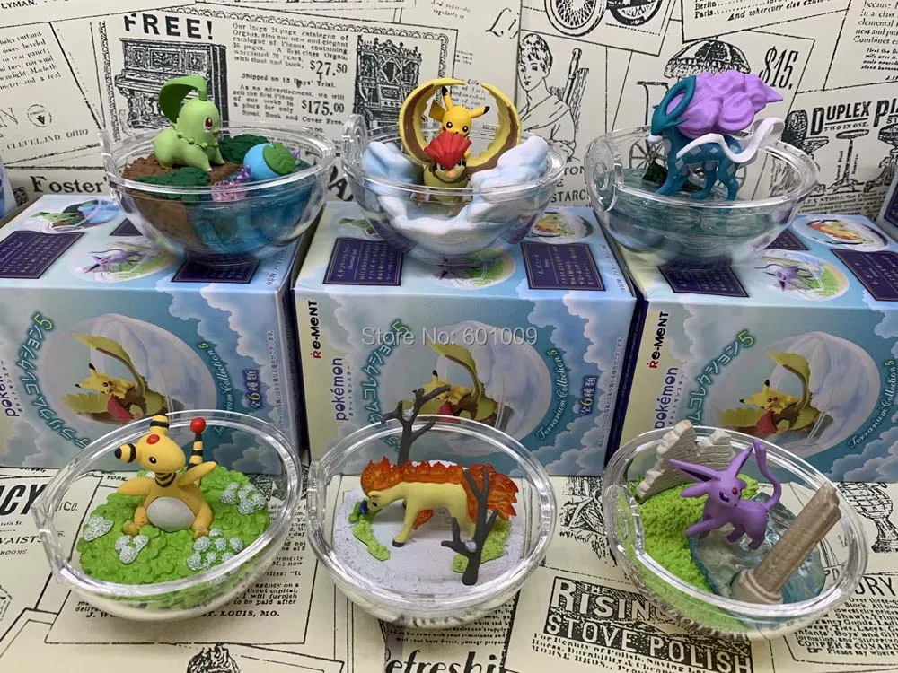 

6PCS Pikachu Pidgeotto Ponyta Suicune Ampharos Espeon Chikorita Wooper 5-7CM Mini PVC Figure Collectible Toys