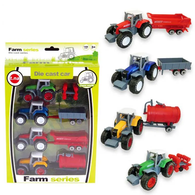 

2017 New Arrival 4pcs/set Alloy Engineering Car Tractor Toy Model Farm Vehicle Belt Boy Toy Car Model Children's Day Xmas Gifts
