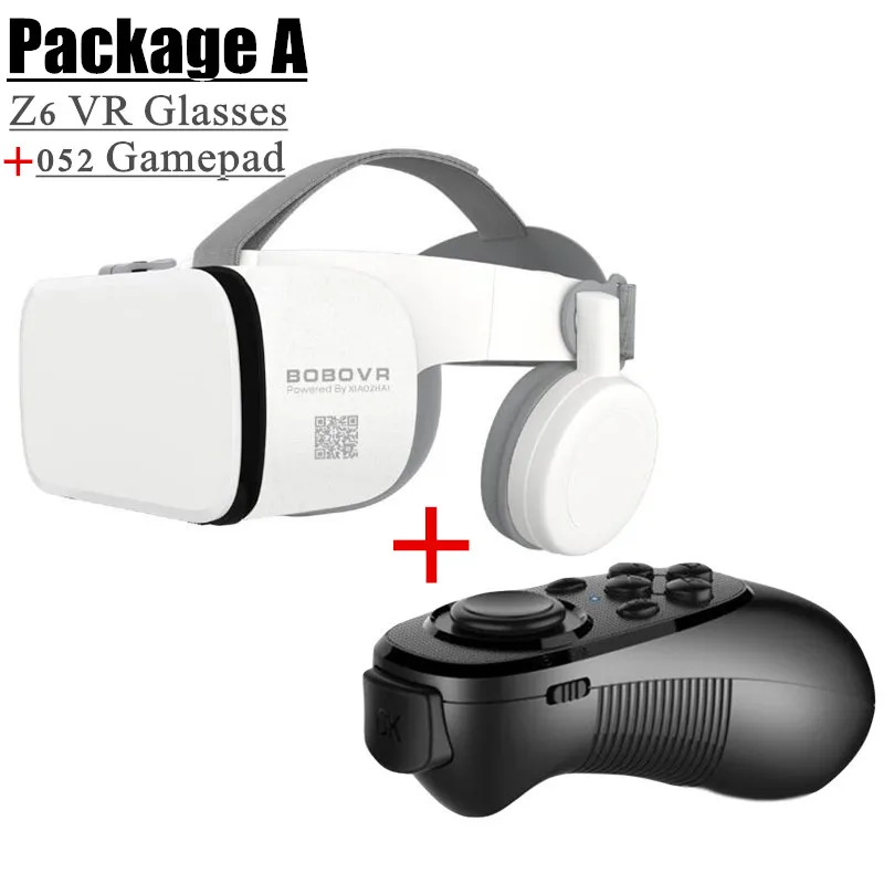 BOBO VR Z6 Wireless 3D Glasses Virtual Reality Box Google Cardboard Stereo Mic Headset Helmet for 4.7-6.5" Smartphone+Joystick 