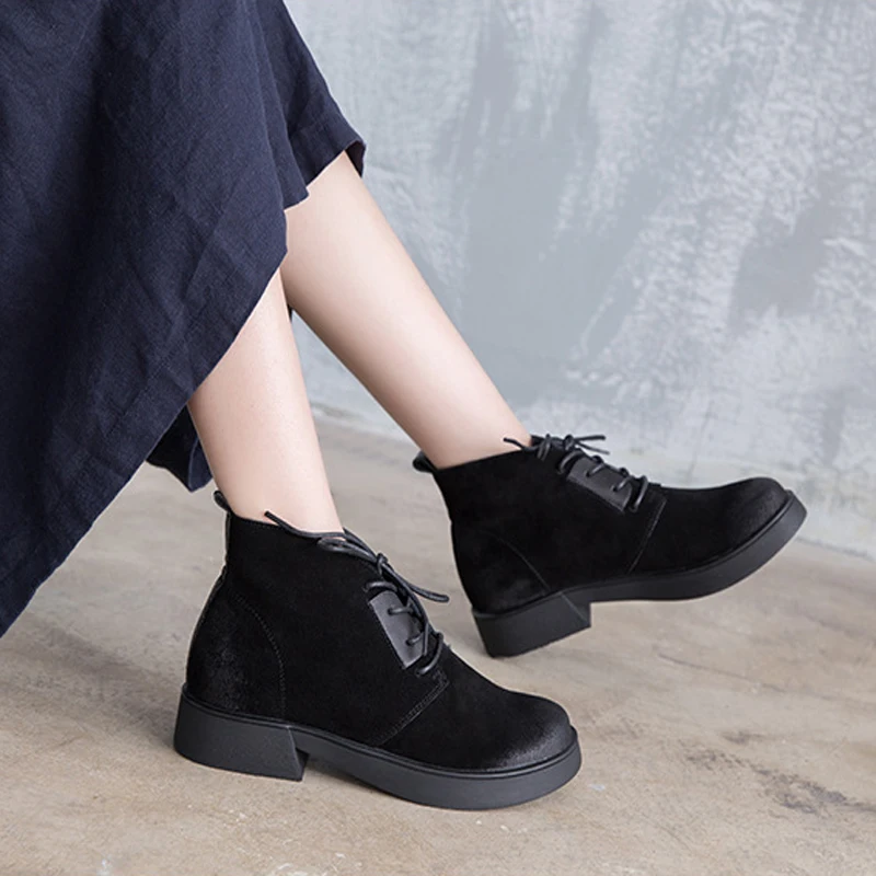 Suede Angle Boots Genuine Leather Women 2017 Fall,